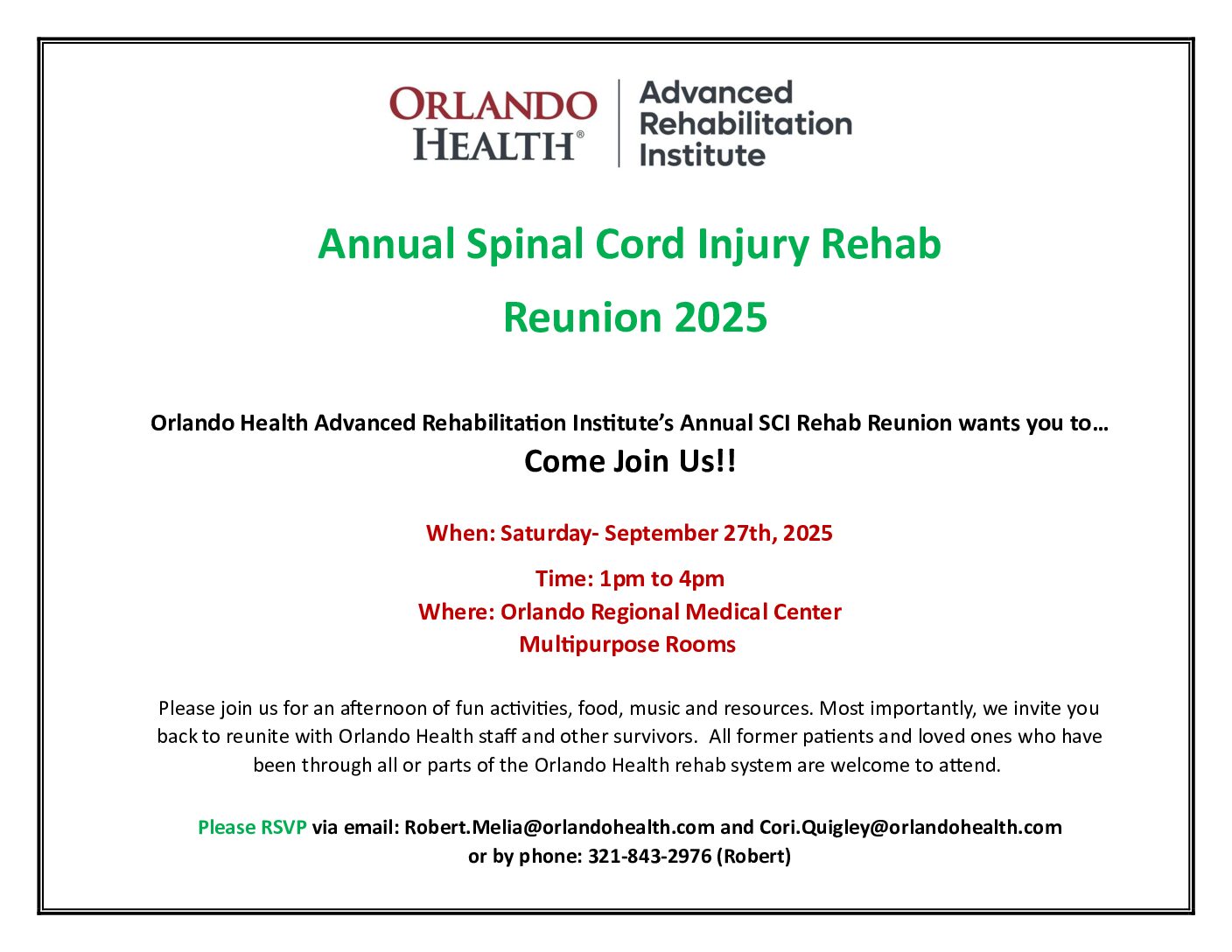 Annual Spinal Cord Injury Rehab Reunion 2025
